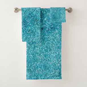Mermaid Aqua Glitz Glitter        Bath Towel Set