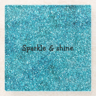 Mermaid Aqua Glitz Glitter Glass Coaster