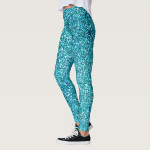 Mermaid Aqua Glitz Glitter Leggings