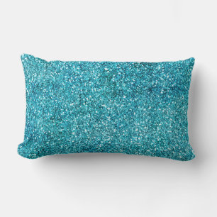 Mermaid Aqua Glitz Glitter Lumbar Cushion