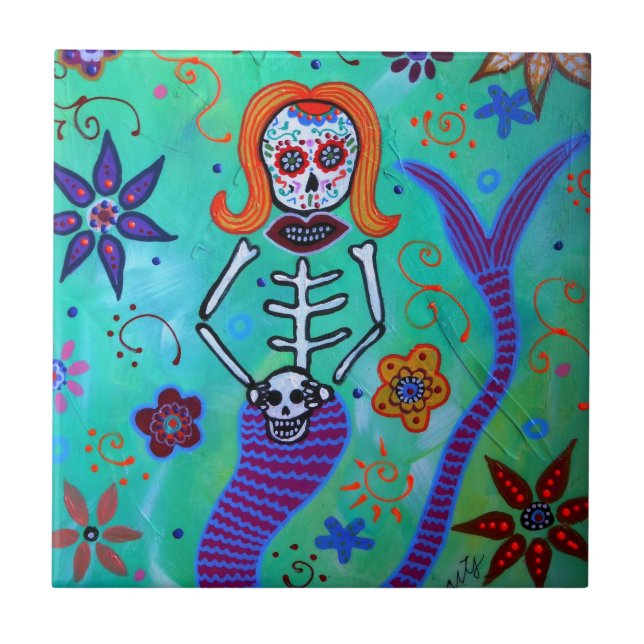 MERMAID AQUAMARINE CERAMIC TILE (Front)