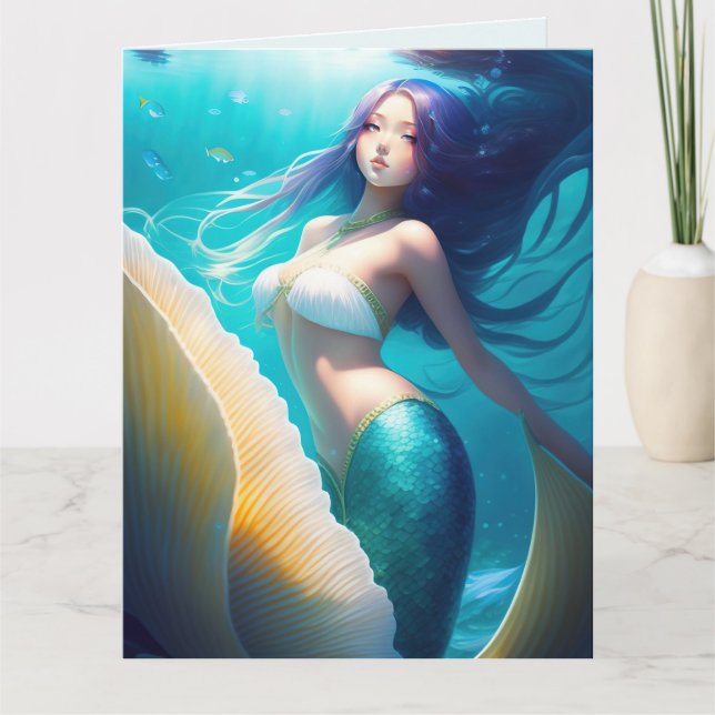 MERMAID ART BIRTHDAY FOR TEEN GIRL GREETING CARDS (Front)