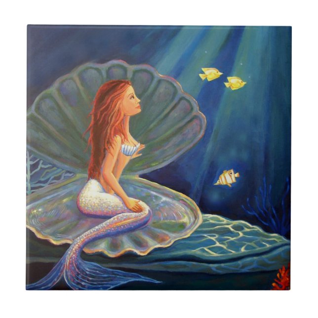 Mermaid Art Tile - By Susan Rodio Art (Front)