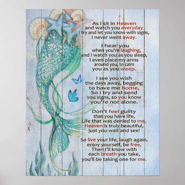 MERMAID AS I SIT IN HEAVEN Memorial Gifts Poster (Front)