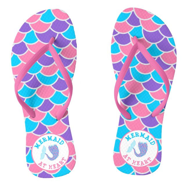Mermaid at Heart Whimsical Scales Pattern Thongs (Footbed)