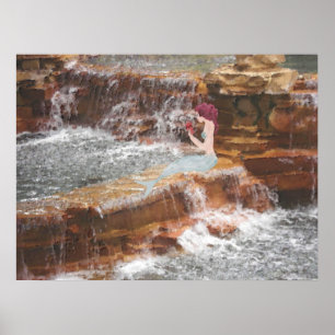 Mermaid at the Waterfall Poster
