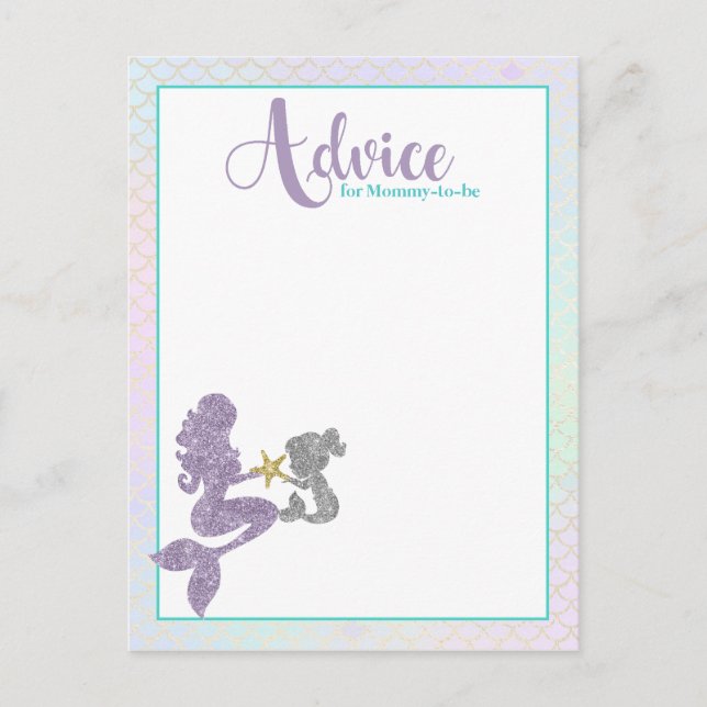 Mermaid Baby Shower Advice for Mum Cards (Front)