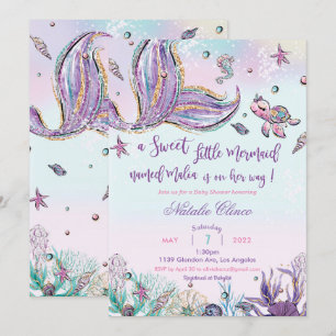 Mermaid Baby Shower Baby Girl  Invitation