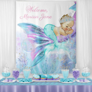 Mermaid Baby Shower Backdrop Blonde Mermaid Tapestry