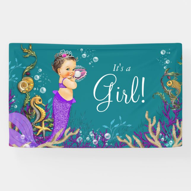 Mermaid Baby Shower Banner (Horizontal)