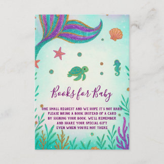 Mermaid Baby Shower Books for baby Enclosure Card