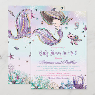 Mermaid Baby Shower by Mail Long Distance Virtual Invitation