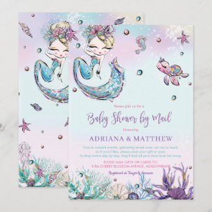 Mermaid Baby Shower by Mail Long Distance Virtual Invitation