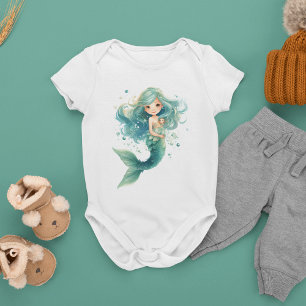 Mermaid Baby Shower Colourful Jellyfish Watercolor Bodysuit