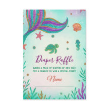 Mermaid Baby Shower Diaper Raffle Card