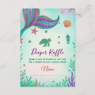 Mermaid Baby Shower Diaper Raffle Card