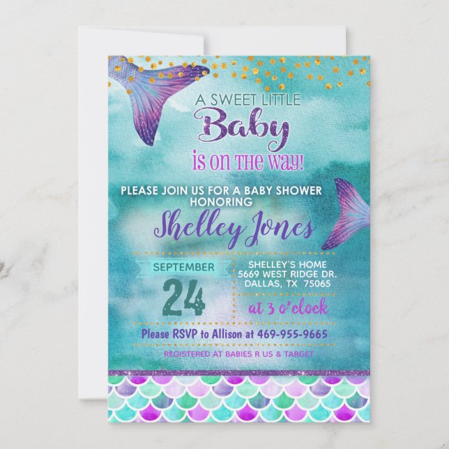 Mermaid Baby Shower Invitation (Front)