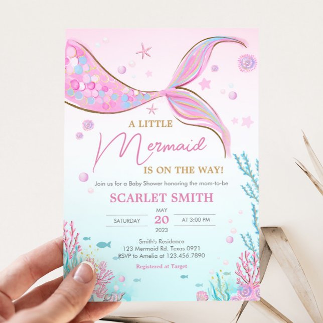 Mermaid Baby Shower  Invitation (Under the Sea Baby Shower Invitation)
