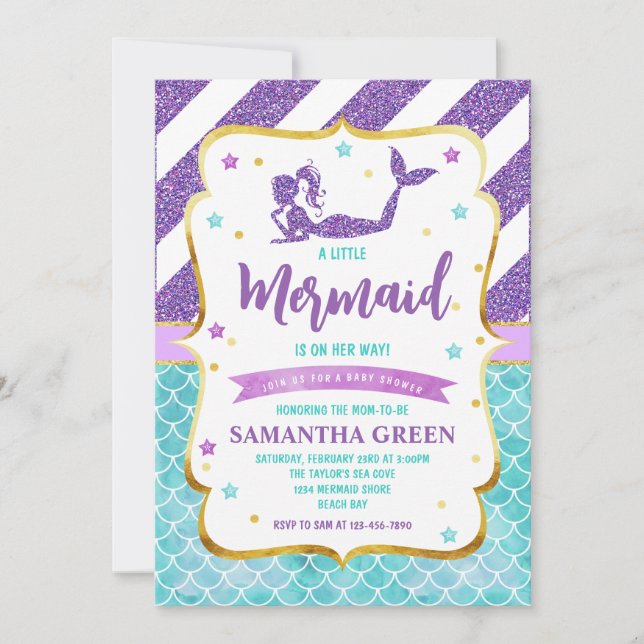 Mermaid Baby Shower Invitation (Front)