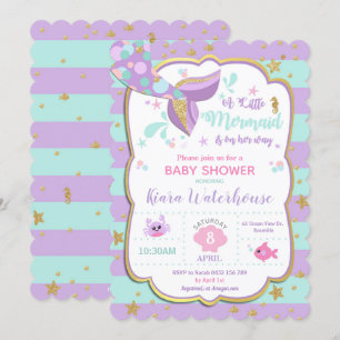 Mermaid Baby Shower Invitation Card Girl