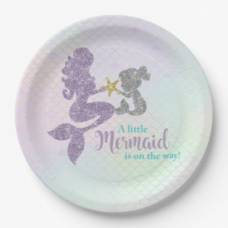 Mermaid Baby Shower Lavender Teal Paper Plates