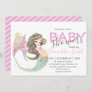Mermaid baby Shower Mum under the sea Announcement