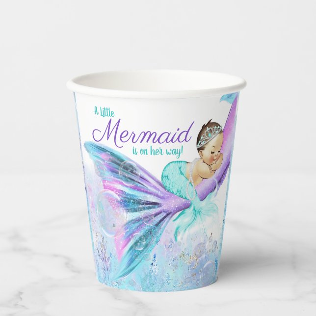 Mermaid Baby Shower Paper Cups (Front)