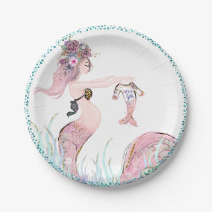 Mermaid Baby Shower Paper Plates