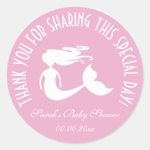 Mermaid baby shower party favour thank you sticker
