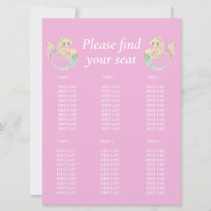 Mermaid Baby Shower. Pink Table chart  Invitation