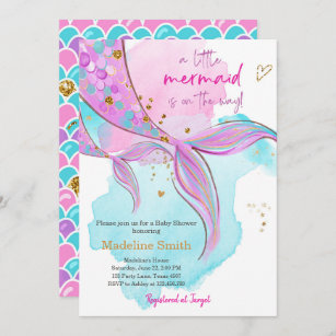 Mermaid Baby Shower Sprinkle Girl Pink Invitation