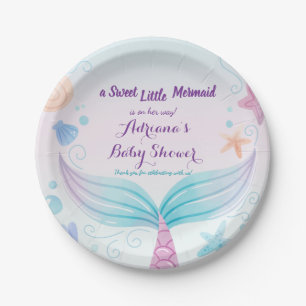 Mermaid Baby Shower Starfish Shell Under the Sea B Paper Plate