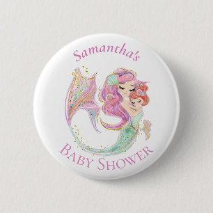 Mermaid Baby Shower Sweet Little Mermaid 6 Cm Round Badge