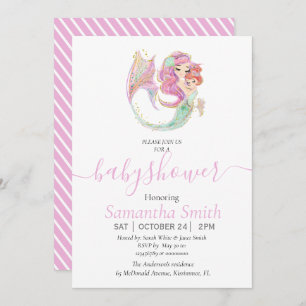 Mermaid Baby Shower Sweet Little Mermaid  Announcement