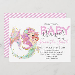 Mermaid Baby Shower Sweet Little Mermaid Announcement