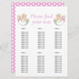 Mermaid Baby Shower. Table chart poke dots Invitation
