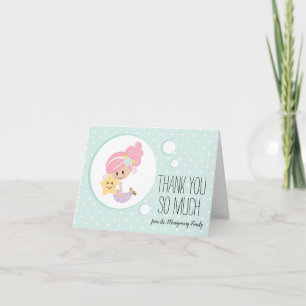 Mermaid Baby Shower Thank You Notecards Light Skin