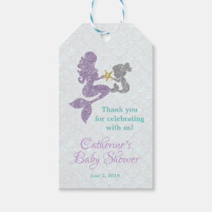 Mermaid baby shower thank you tags favour tags
