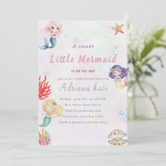 Mermaid Baby Shower Under the Sea Baby Girl Invita Invitation