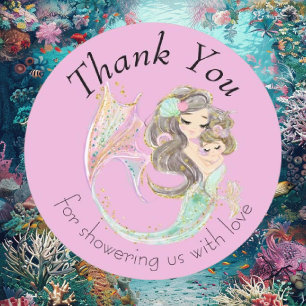 Mermaid Baby Shower Under the Sea Baby Girl  Label