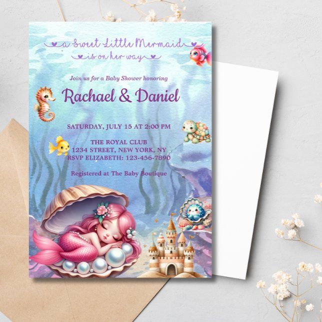 Mermaid Baby Shower Under the Sea Baby Shower Girl Invitation (Creator Uploaded)