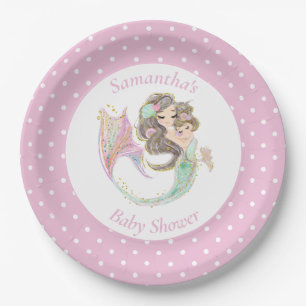 Mermaid baby shower under the sea paper plate