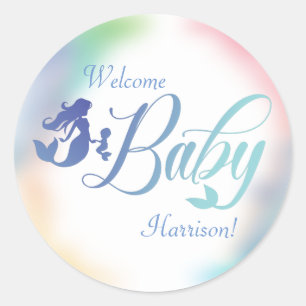 Mermaid Baby Shower Under the Sea Pastel Classic Round Sticker