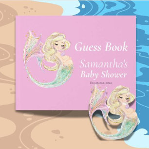 Mermaid Baby Shower. Under The Sea Pink Guest Book