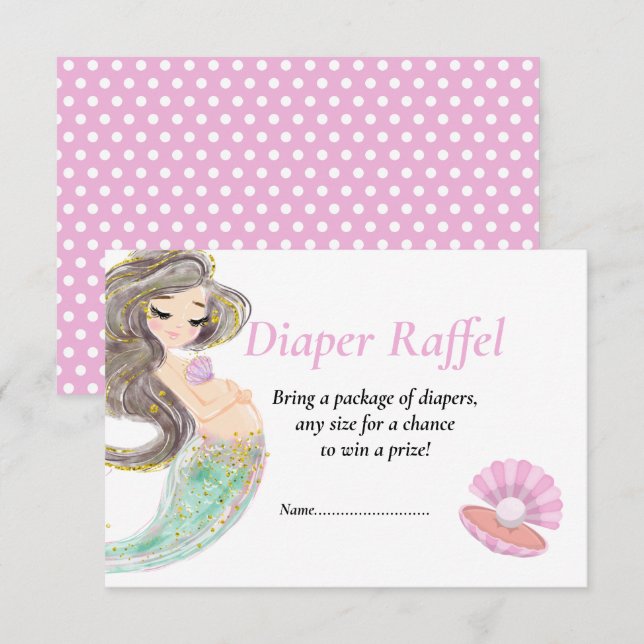 Mermaid baby shower under the sea raffel invitation (Front/Back)