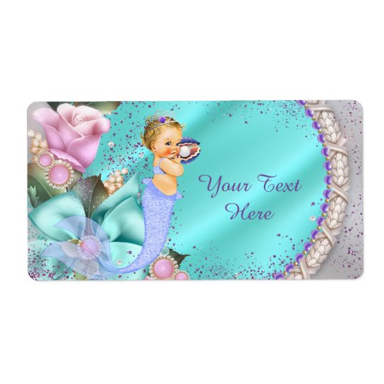 Mermaid Baby Shower Water Bottle Shipping Label