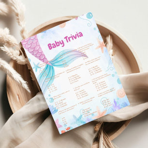 Mermaid baby trivia game baby shower game Card
