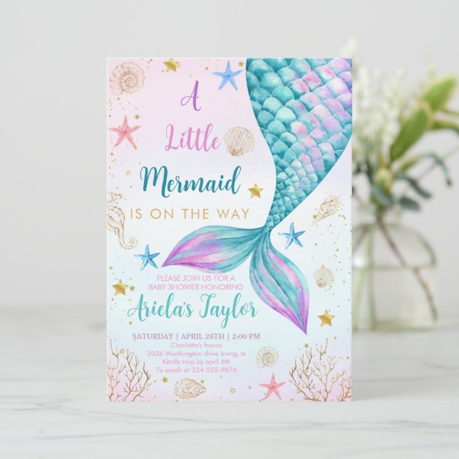 Mermaid Bash Under the Sea Baby Shower Invitation (Standing Front)