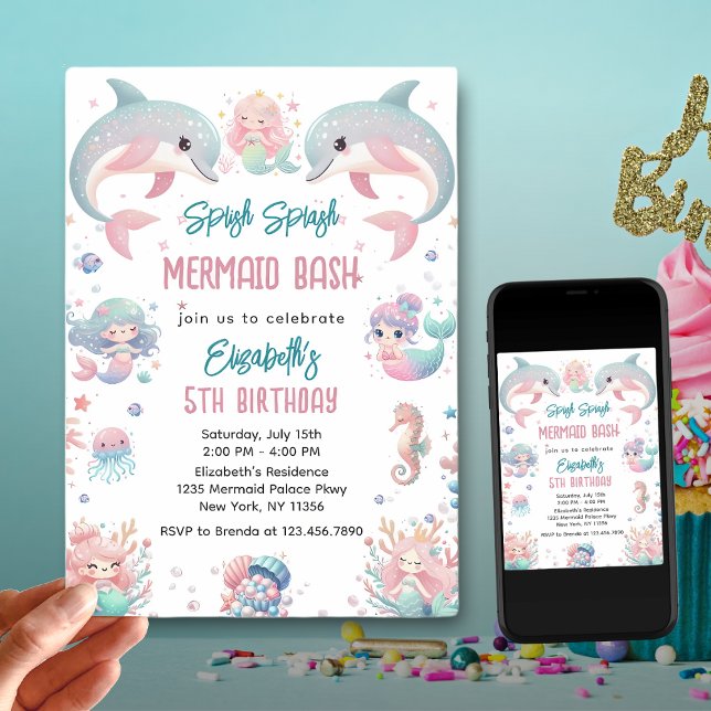 Mermaid Bash Under the Sea Birthday Invitation (Creator Uploaded)