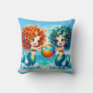 "Mermaid Beach Ball Fun" Cushion